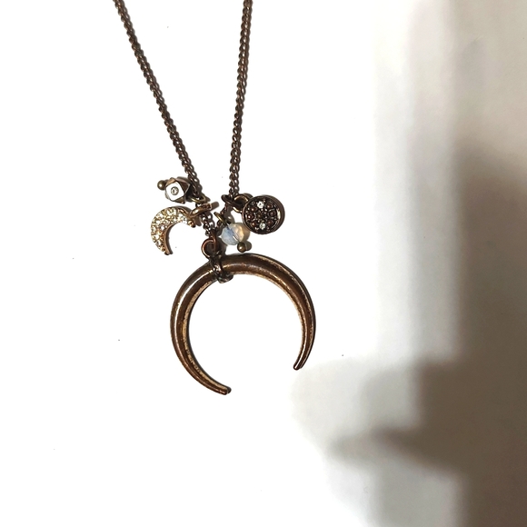 Vintage American eagle moon charm necklace & chocker - Picture 2 of 4